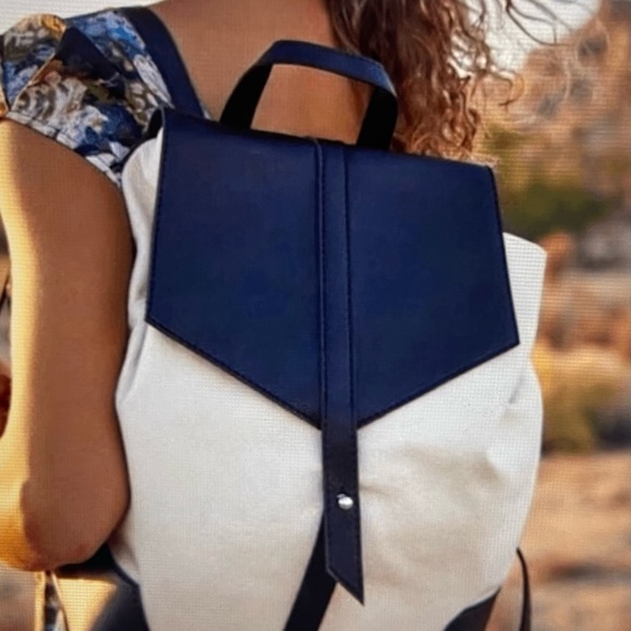 Deux Lux: Canvas Backpack with Vegan Leather Trim - Picture 2 of 16